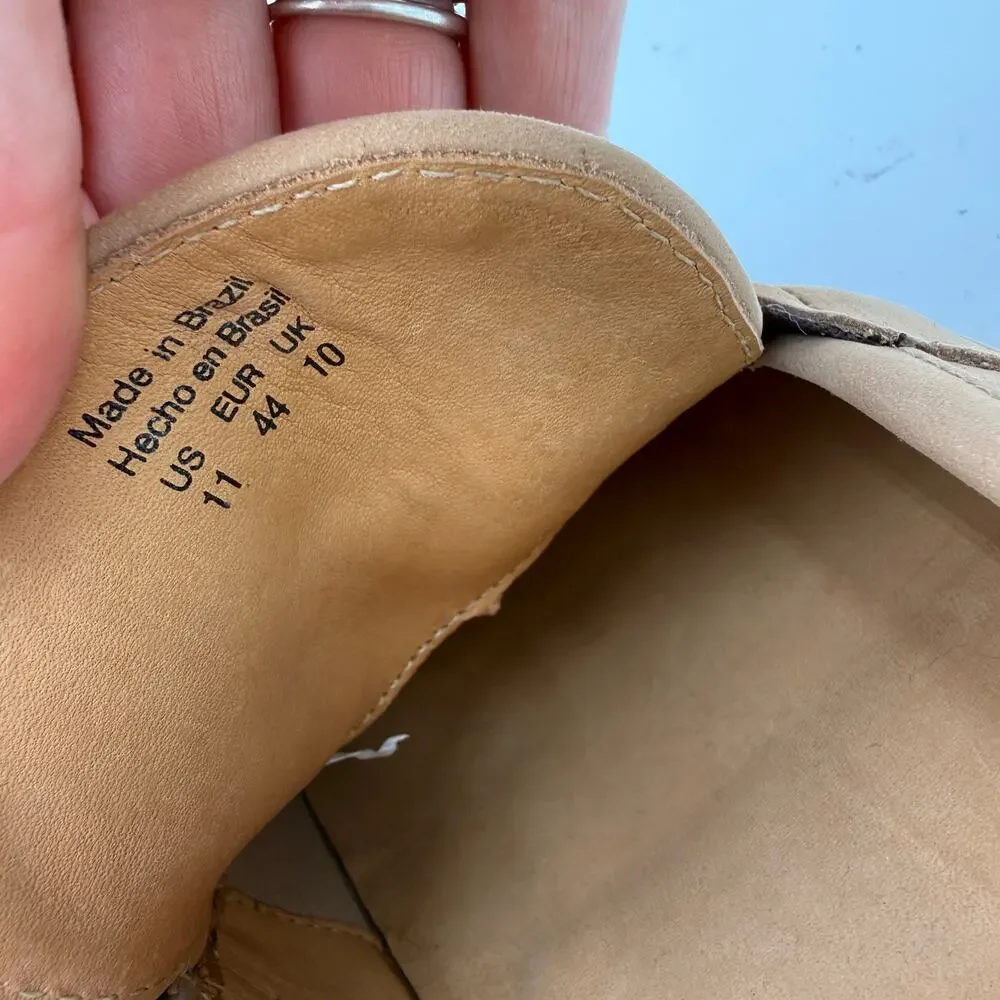 Aldo Men's Tan Leather Slip On Buckle Loafers Size 11